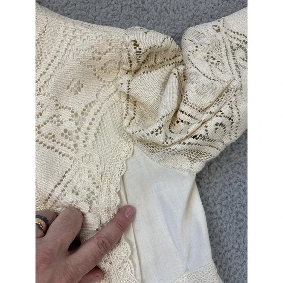 Vintage Gunne Sax Dress Size 7 Crochet Lace Corset Prairie Cottagecore Wedding - Picture 15 of 16
